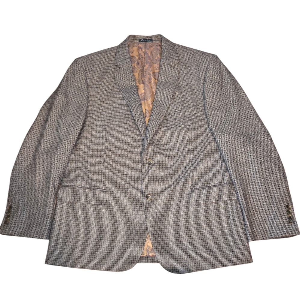 Jean-Paul Germain‎ Brown Check 100% Wool Two Button Sport Coat Blazer Size 44R